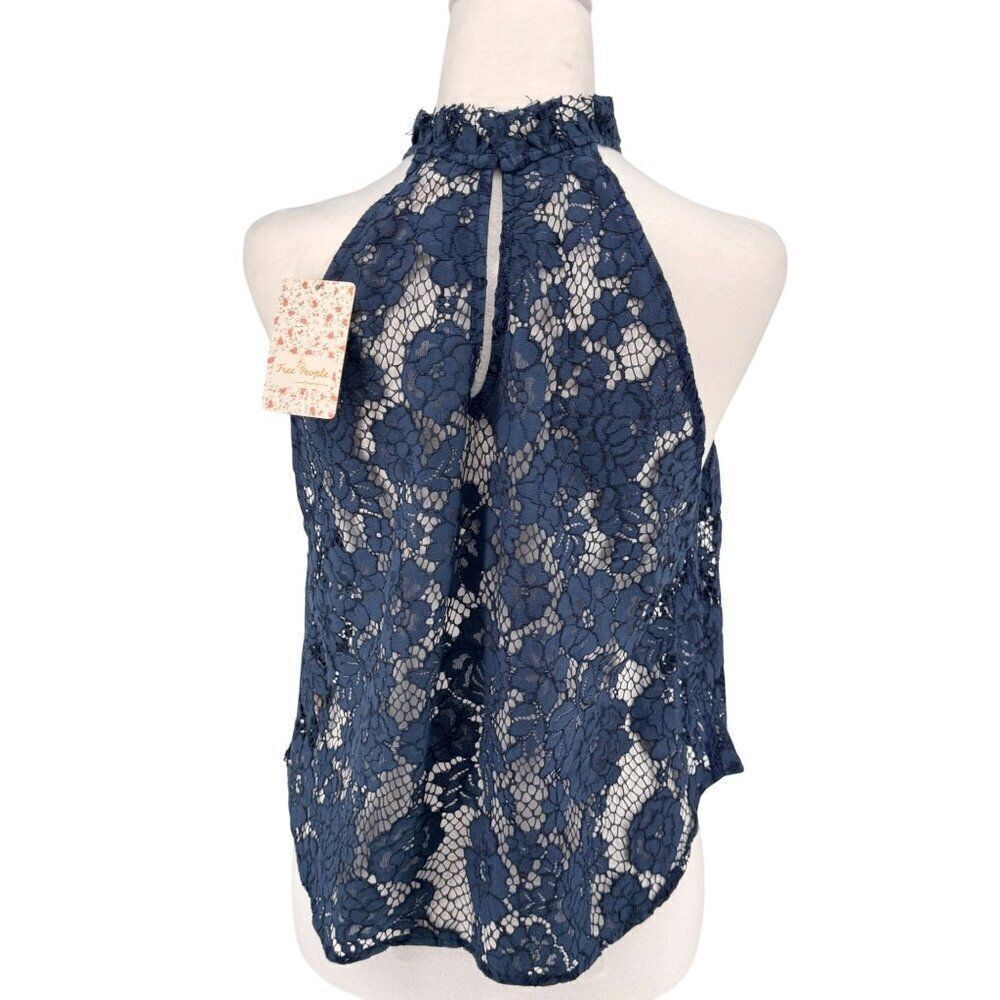 Free People Womens Halter Lace Top Sweet Meadow Dreams In Blue Sz S - Picture 4 of 11